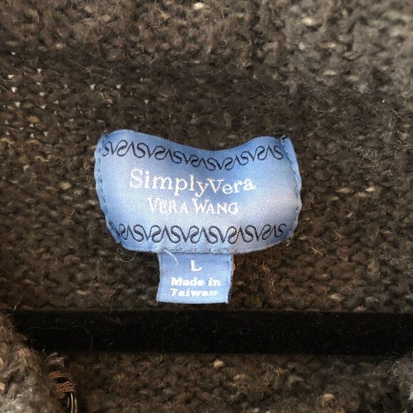 Simply Vera Vera Wang Gray Belted Knit Cardigan Sweater One Button Marled L - Picture 4 of 5